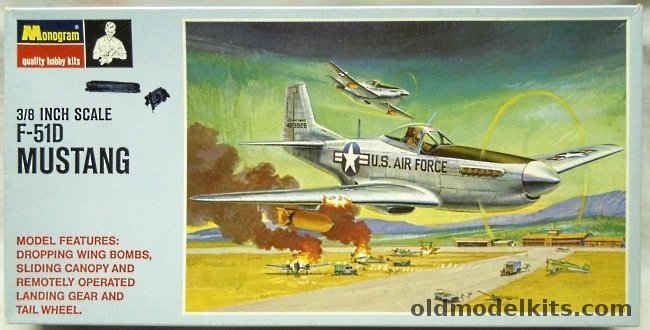 Monogram 1/32 F-51D (P-51) Mustang with Retracing Gear and Dropping Bombs - Blue Box Issue, PA77-200 plastic model kit